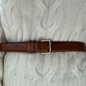 Mens Coach British Tan Cowhide Brown Leather Dress Belt Brass Buckle Sz 38